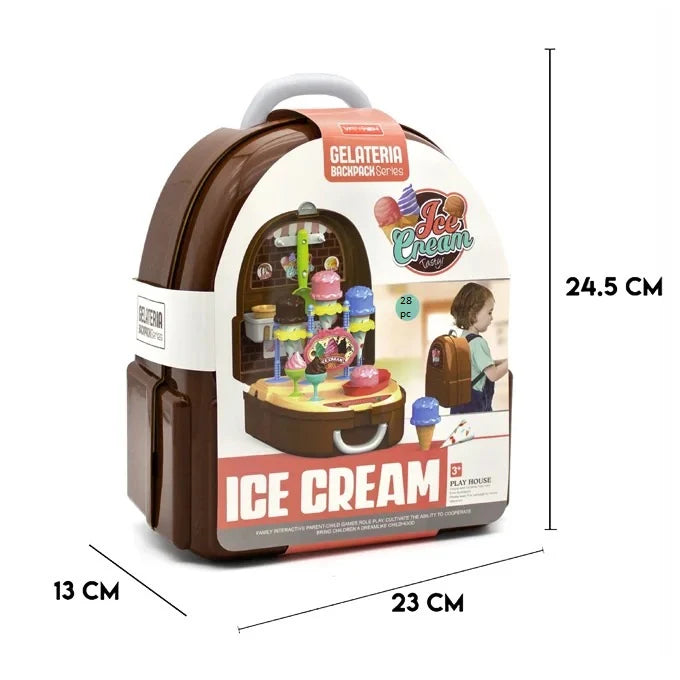 Ice Cream Gelateria Backpack for Kids – 34 Pieces Set – Ice Cream Play House