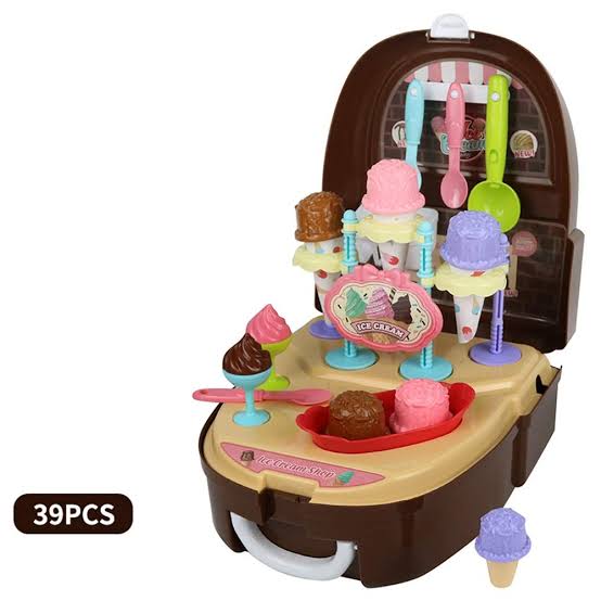 Ice Cream Gelateria Backpack for Kids – 34 Pieces Set – Ice Cream Play House