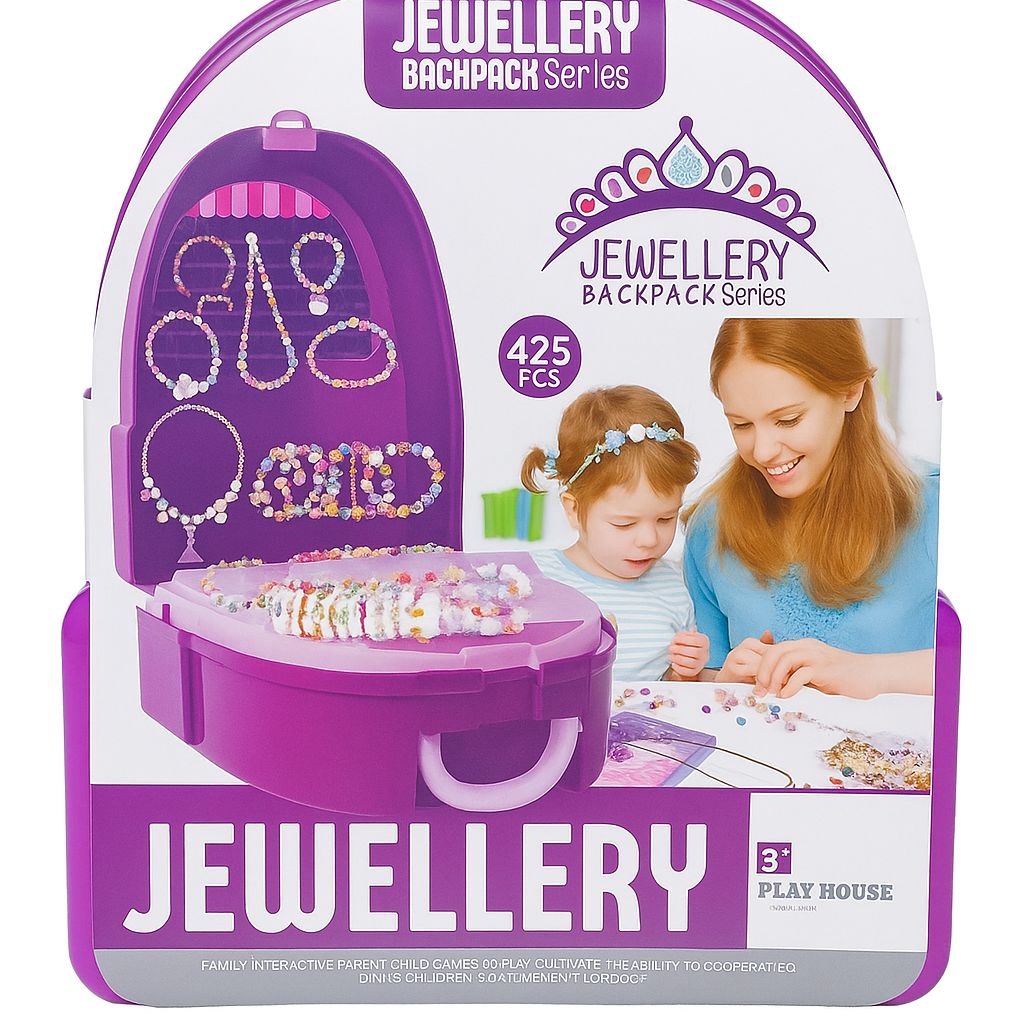 Kids Jewellery Making Kit– DIY Bead Bracelet & Necklace Craft Set