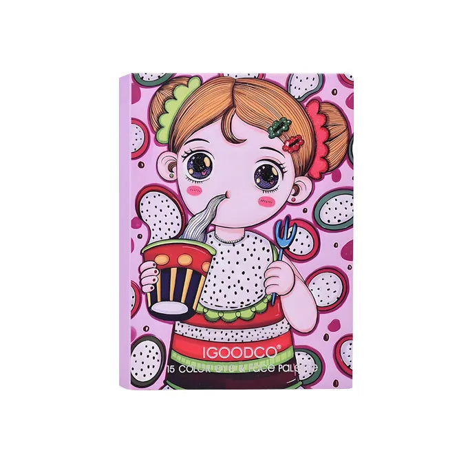 15 Colors Cute Cartoon Pattern Shimmer Matte Sequins Blush Makeup Eyeshadow Palette
