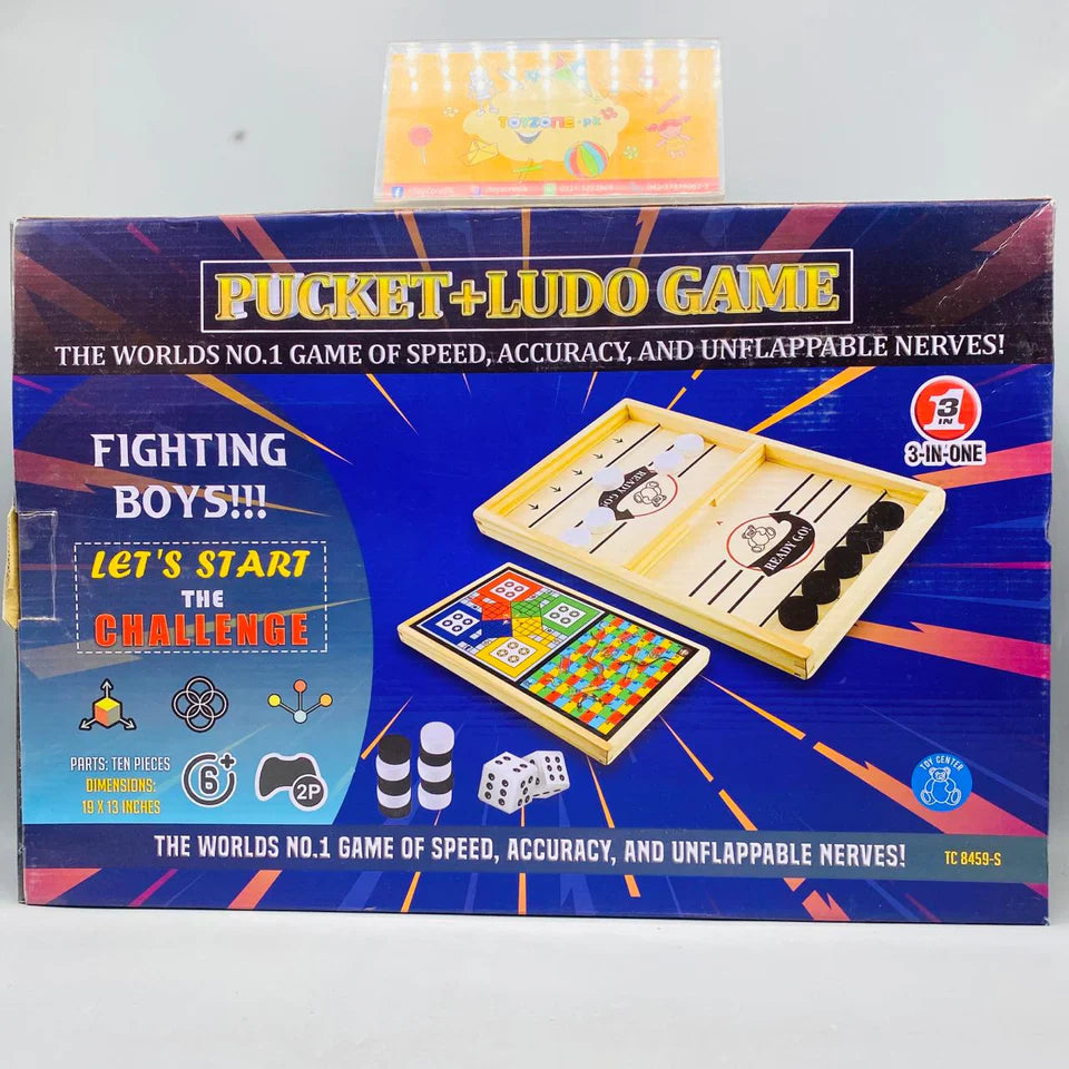 Pucket + Ludo game 3 IN 1 toy for kids