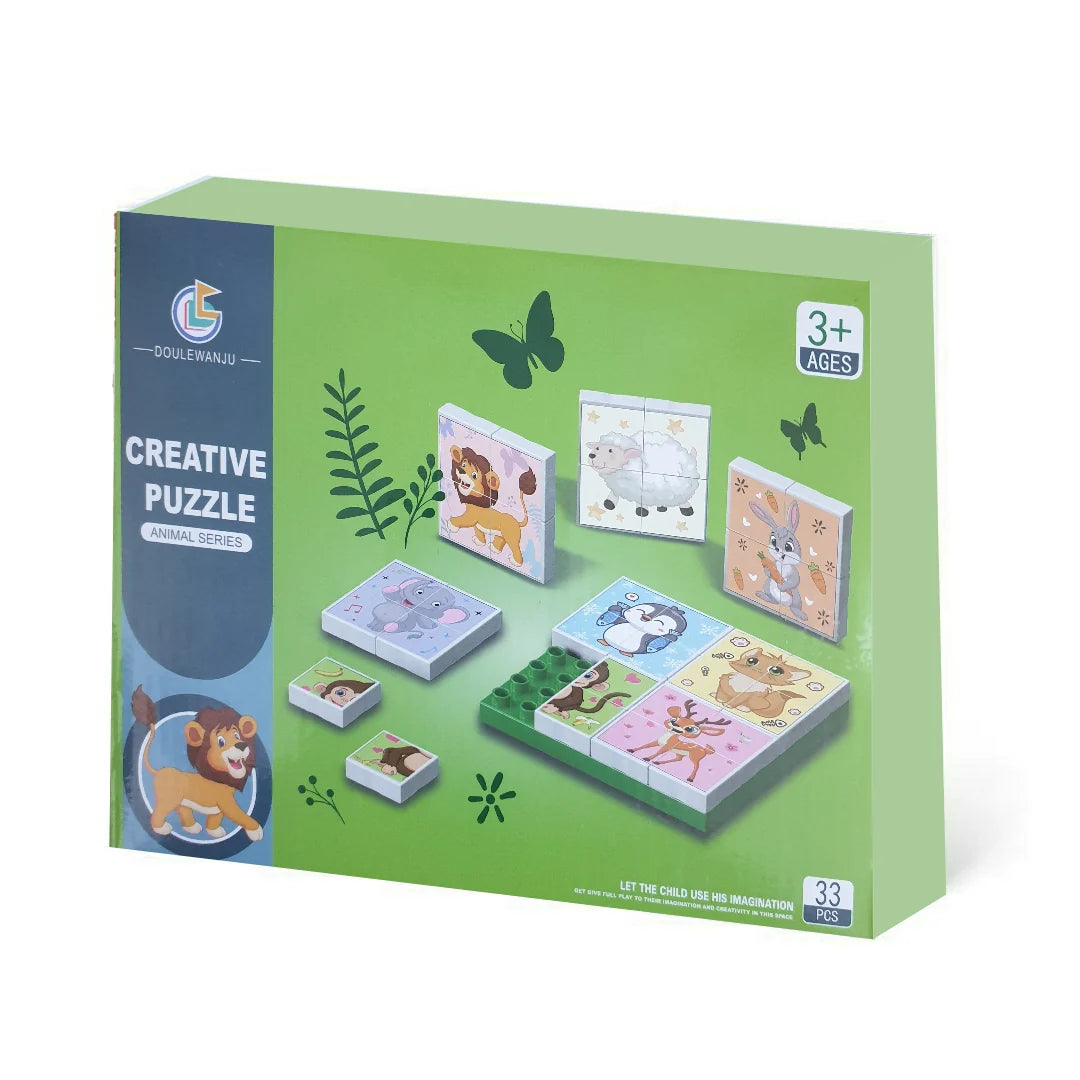 Creative Animals Puzzle Blocks With Stickers