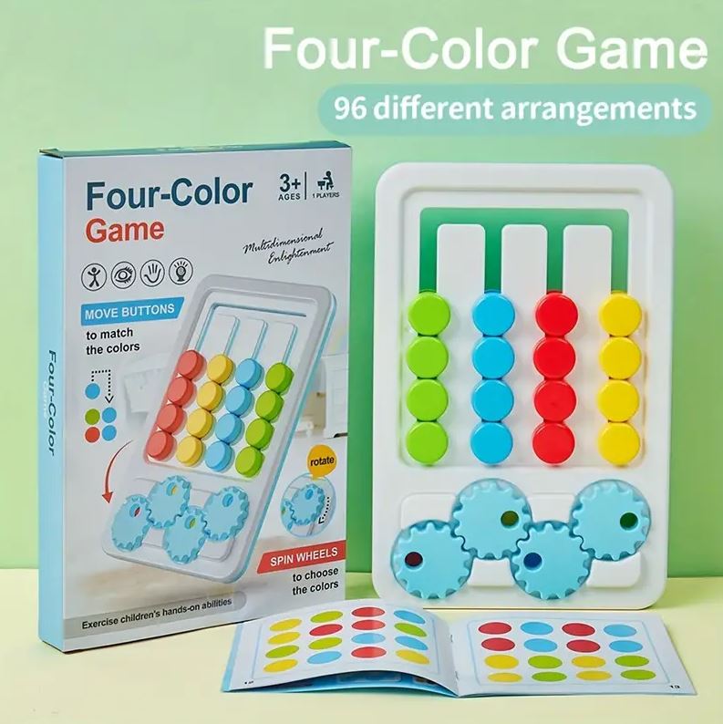 Four Color Sliding Chess Game, Logical Thinking Training Game, Color Classification Matching Puzzle Brain Teasers Advanced Children's Toy