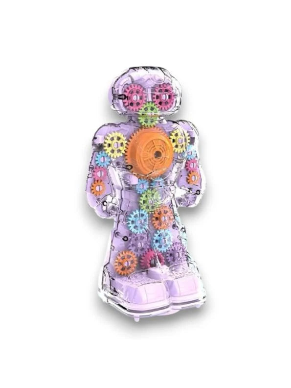 PURPLE - LightGear Bot – Electric Transparent Robot Toy with Flashing Lights, Music & Walking Action | Battery-Operated Kids Toy