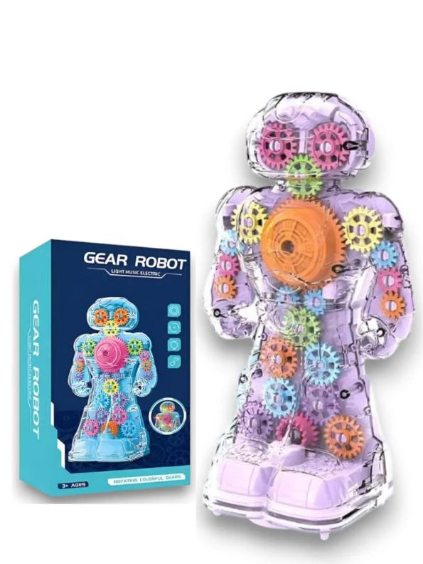 PURPLE - LightGear Bot – Electric Transparent Robot Toy with Flashing Lights, Music & Walking Action | Battery-Operated Kids Toy
