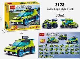 Decool: Architect Creator - 30 in 1 - Green Rocket Rally Race Car Building Blocks Set